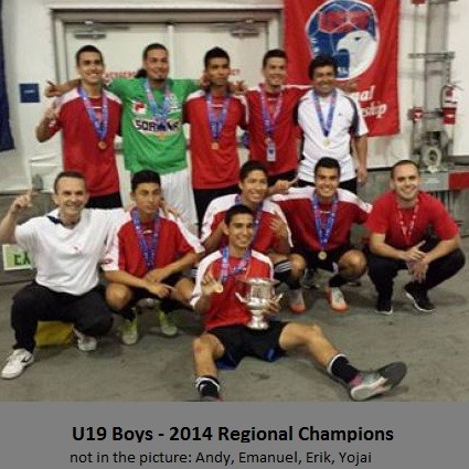 Regionals 2014 U19 Boys champions with coaches Ricardo, Elisama, Rodrigo